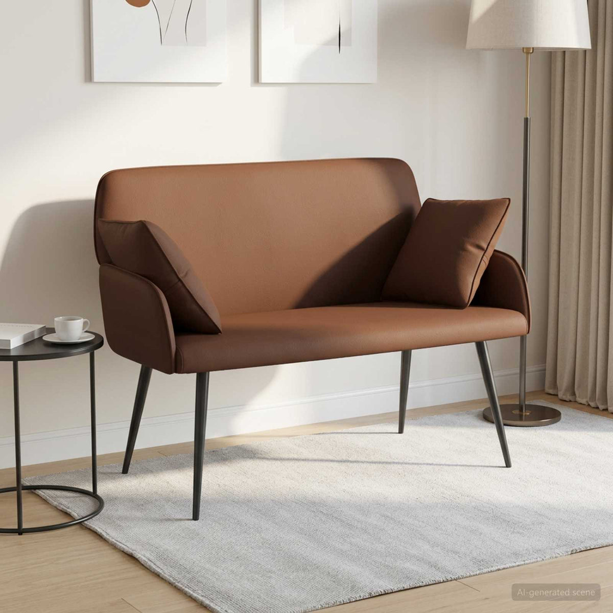 vidaXL 2 Seater Sofa with Metal Legs 2-Seater Brown Faux Leather