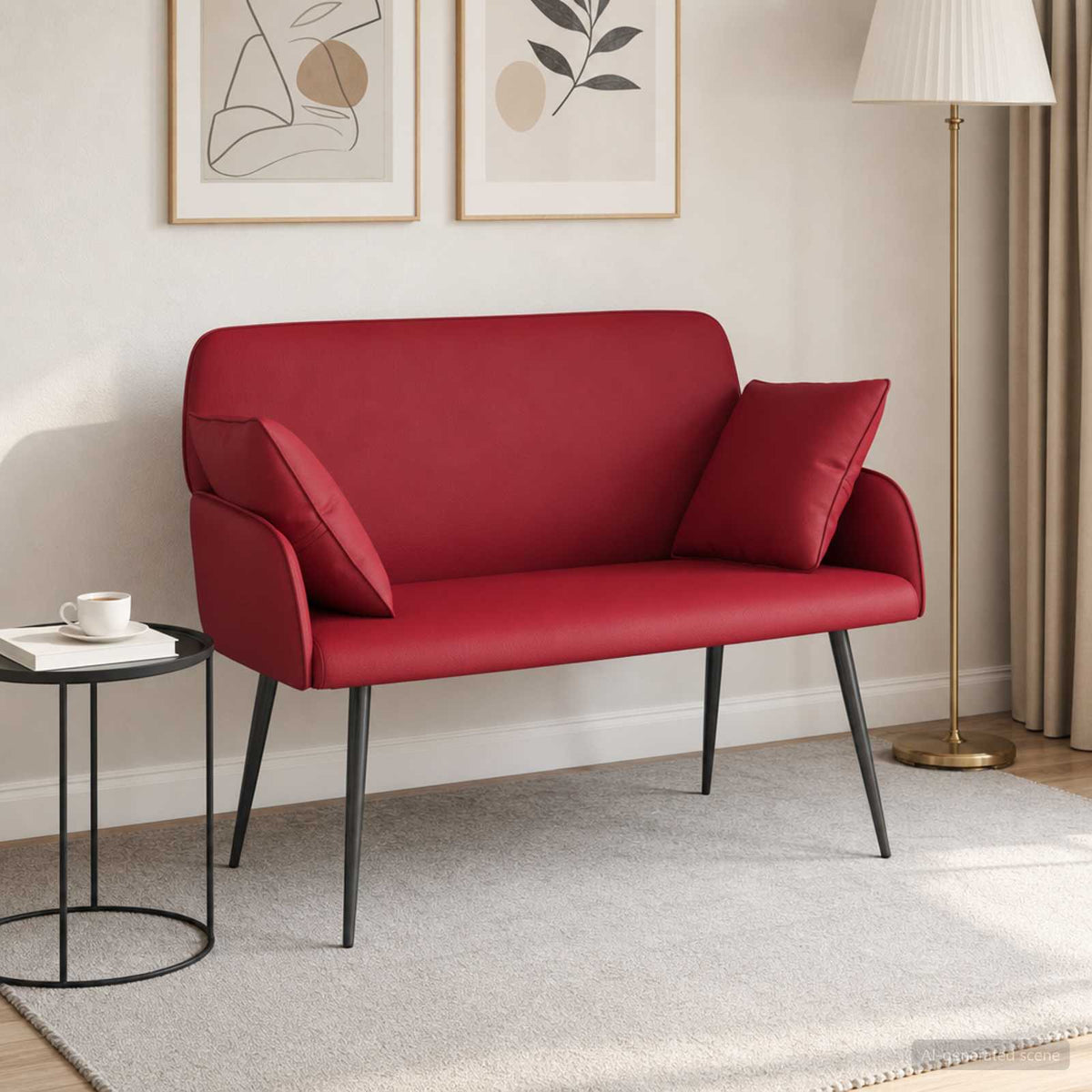 vidaXL 2 Seater Sofa with Metal Legs 2-Seater Wine Red Faux Leather