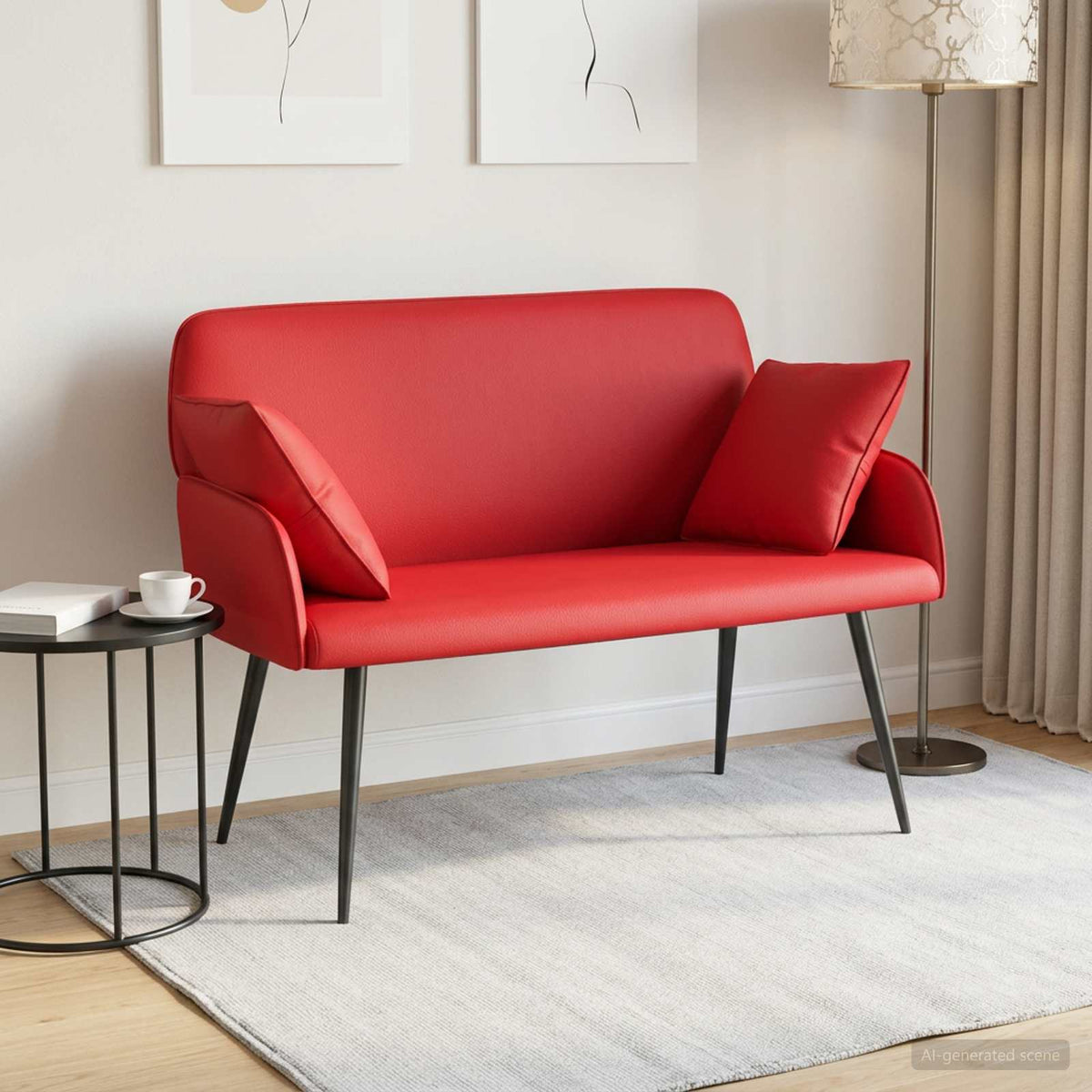 vidaXL 2 Seater Sofa with Metal Legs 2-Seater Red Faux Leather