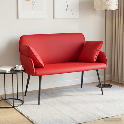 vidaXL 2 Seater Sofa with Metal Legs 2-Seater Red Faux Leather
