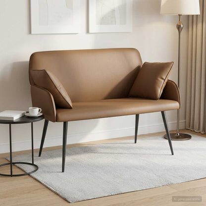 vidaXL 2 Seater Sofa with Metal Legs 2-Seater Cappuccino Faux Leather