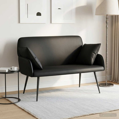 vidaXL 2 Seater Sofa with Metal Legs 2-Seater Black Faux Leather