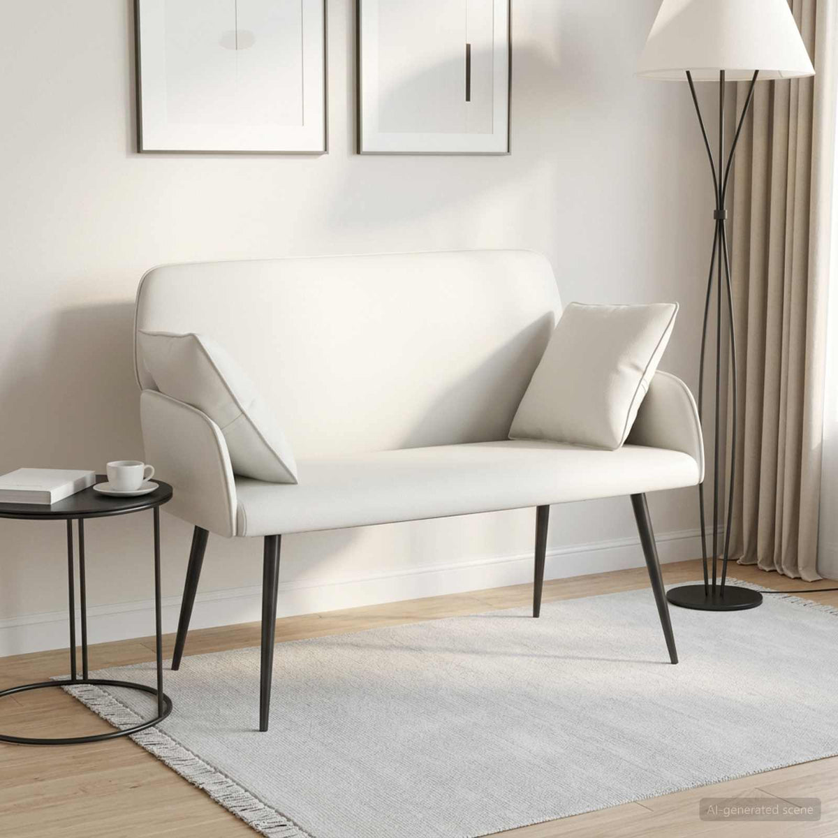 vidaXL 2 Seater Sofa with Metal Legs 2-Seater White Faux Leather