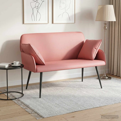 vidaXL 2 Seater Sofa with Metal Legs 2-Seater Pink Faux Leather