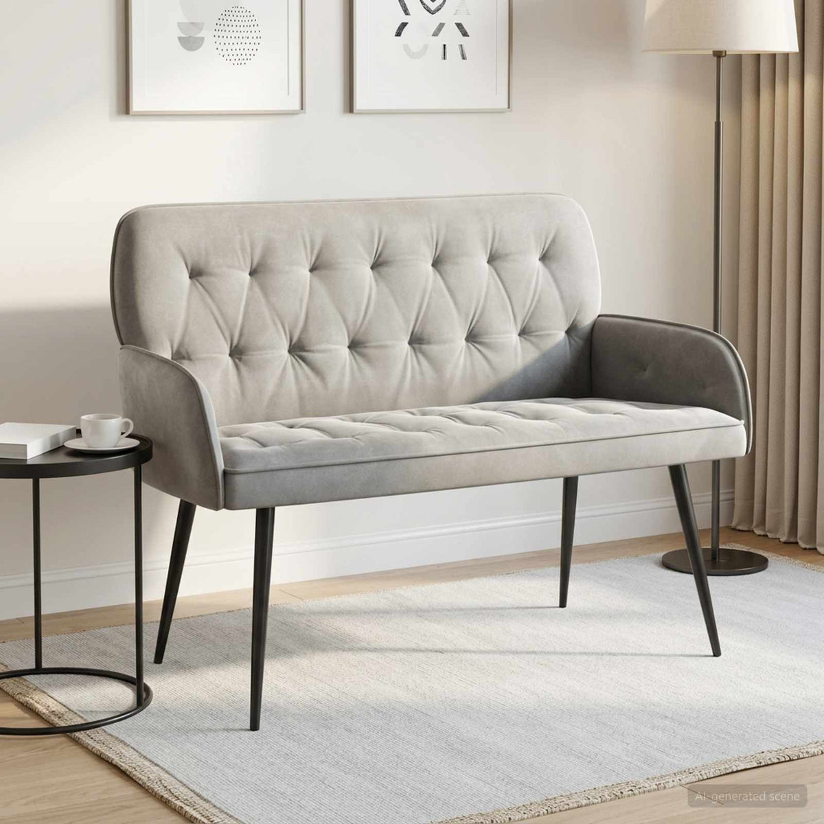 vidaXL 2 Seater Sofa with Metal Legs 2-Seater Light Grey Velvet