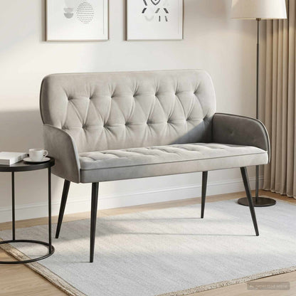 vidaXL 2 Seater Sofa with Metal Legs 2-Seater Light Grey Velvet
