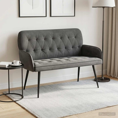 vidaXL 2 Seater Sofa with Metal Legs 2-Seater Dark Grey Velvet