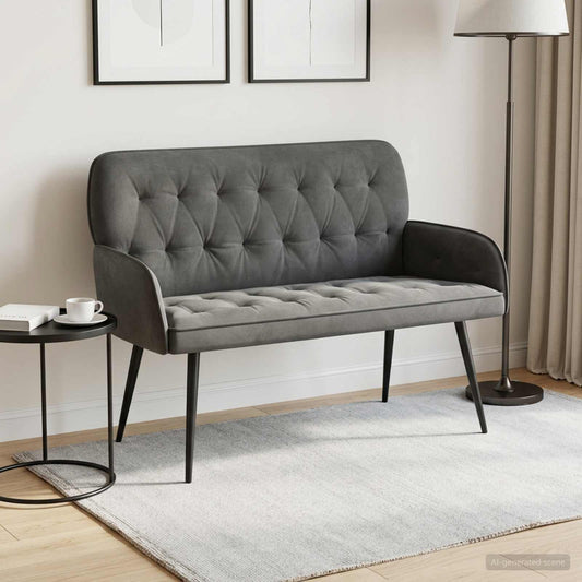 vidaXL 2 Seater Sofa with Metal Legs 2-Seater Dark Grey Velvet