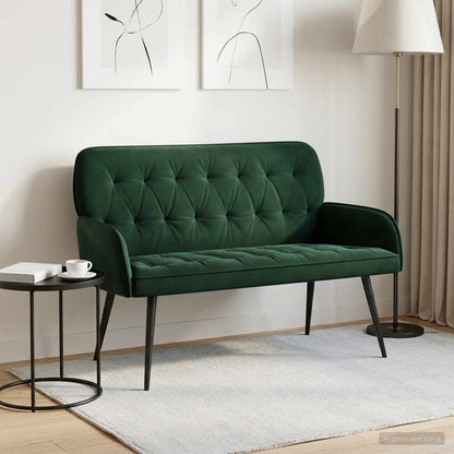 vidaXL 2 Seater Sofa with Metal Legs 2-Seater Dark Green Velvet
