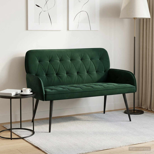 vidaXL 2 Seater Sofa with Metal Legs 2-Seater Dark Green Velvet