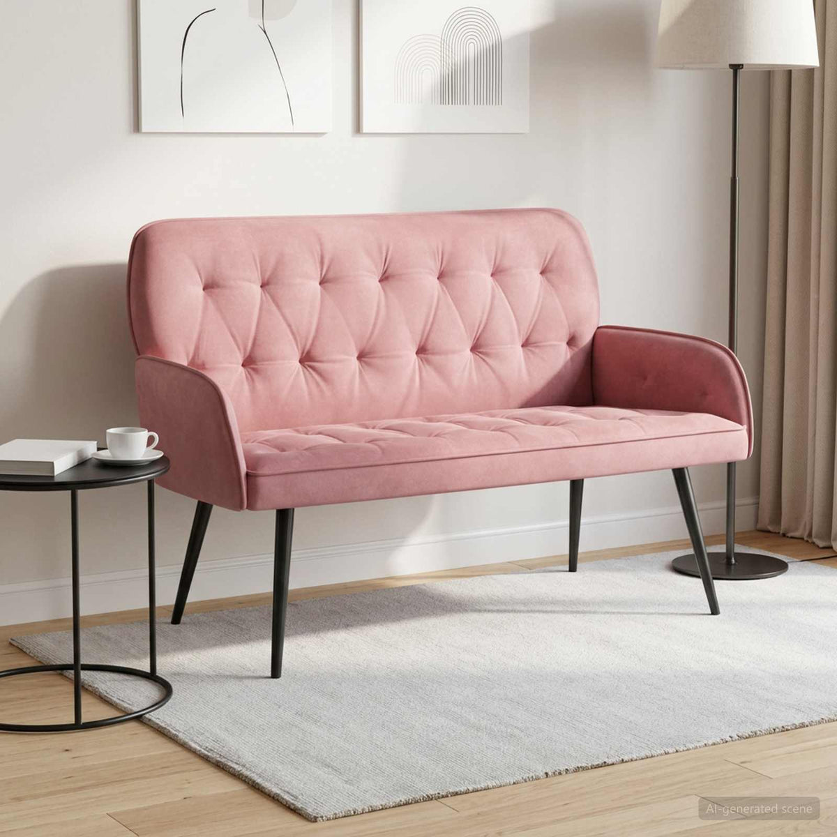 vidaXL 2 Seater Sofa with Metal Legs 2-Seater Pink Velvet