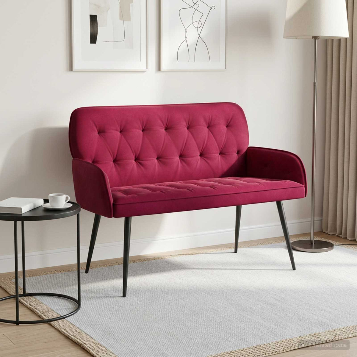 vidaXL 2 Seater Sofa with Metal Legs 2-Seater Wine Red Velvet