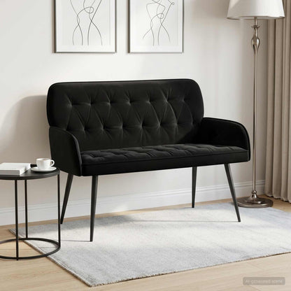 vidaXL 2 Seater Sofa with Metal Legs 2-Seater Black Velvet