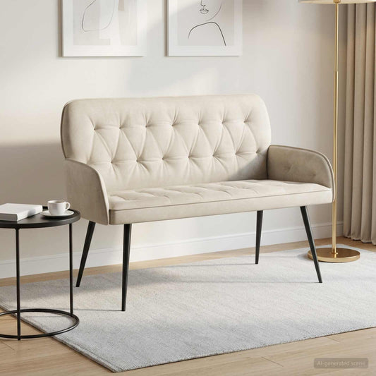 vidaXL 2 Seater Sofa with Metal Legs 2-Seater Cream Velvet