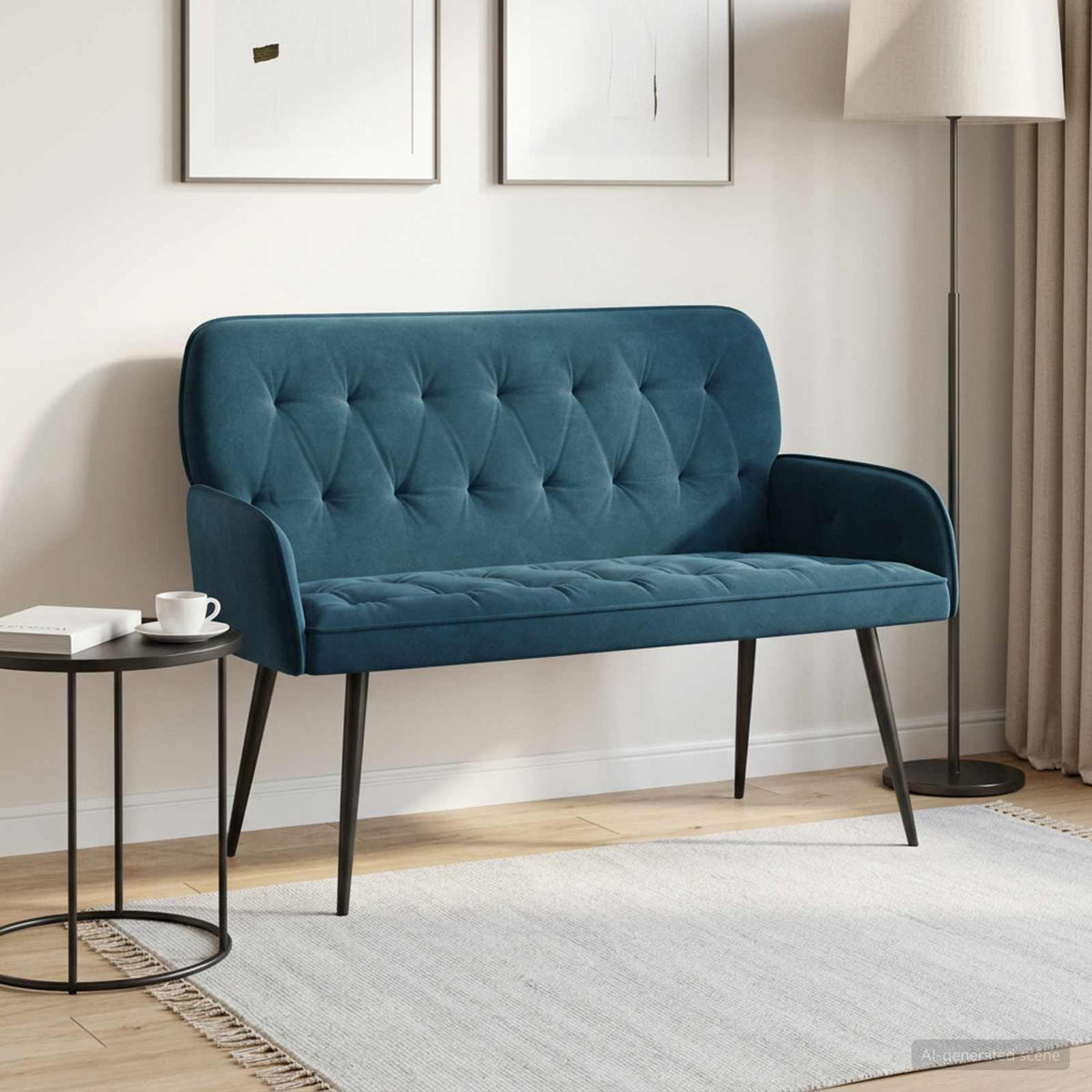 vidaXL 2 Seater Sofa with Metal Legs 2-Seater Blue Velvet