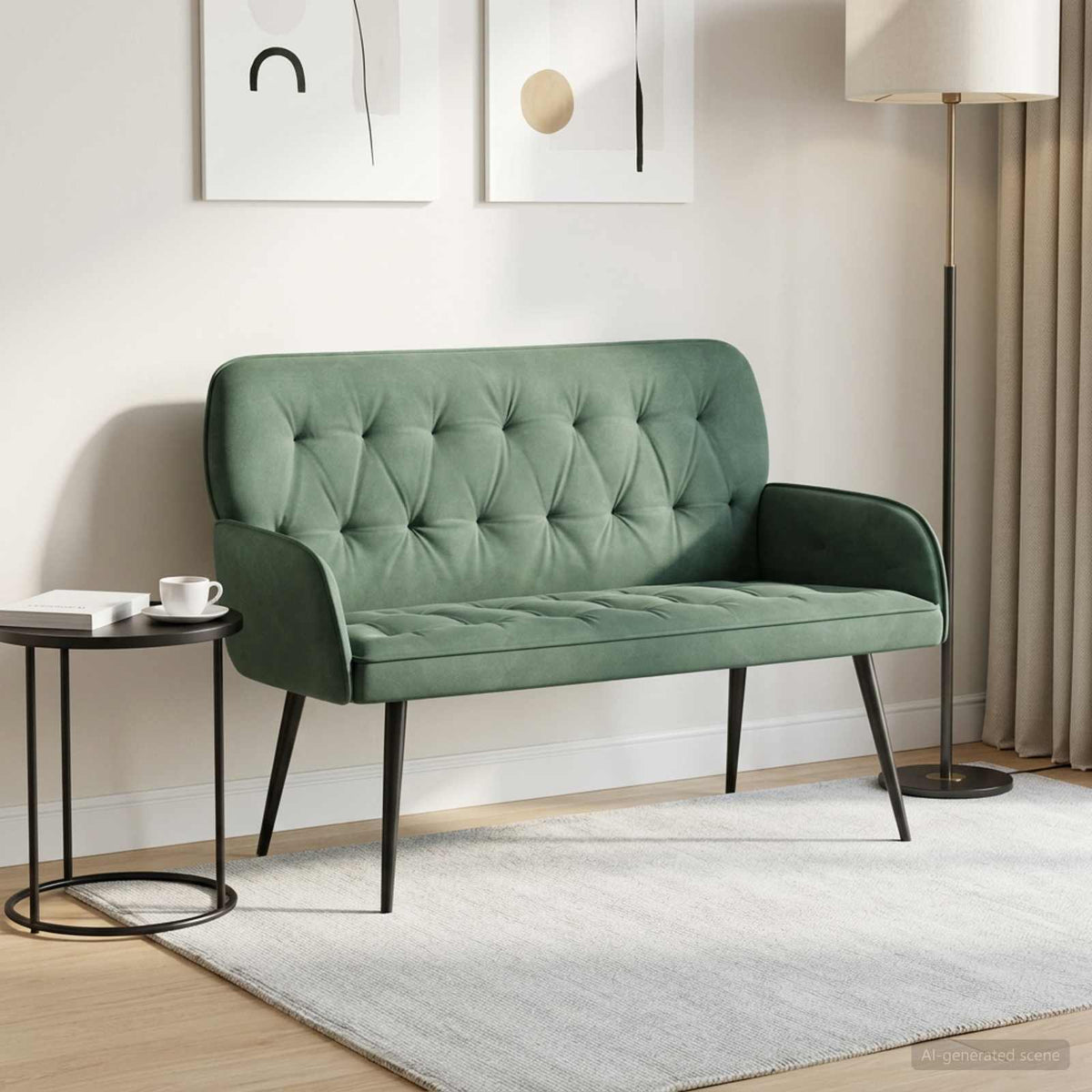 vidaXL 2 Seater Sofa with Metal Legs 2-Seater Sea Green Velvet