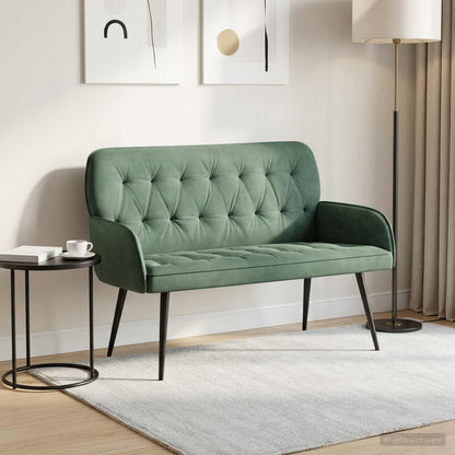 vidaXL 2 Seater Sofa with Metal Legs 2-Seater Sea Green Velvet