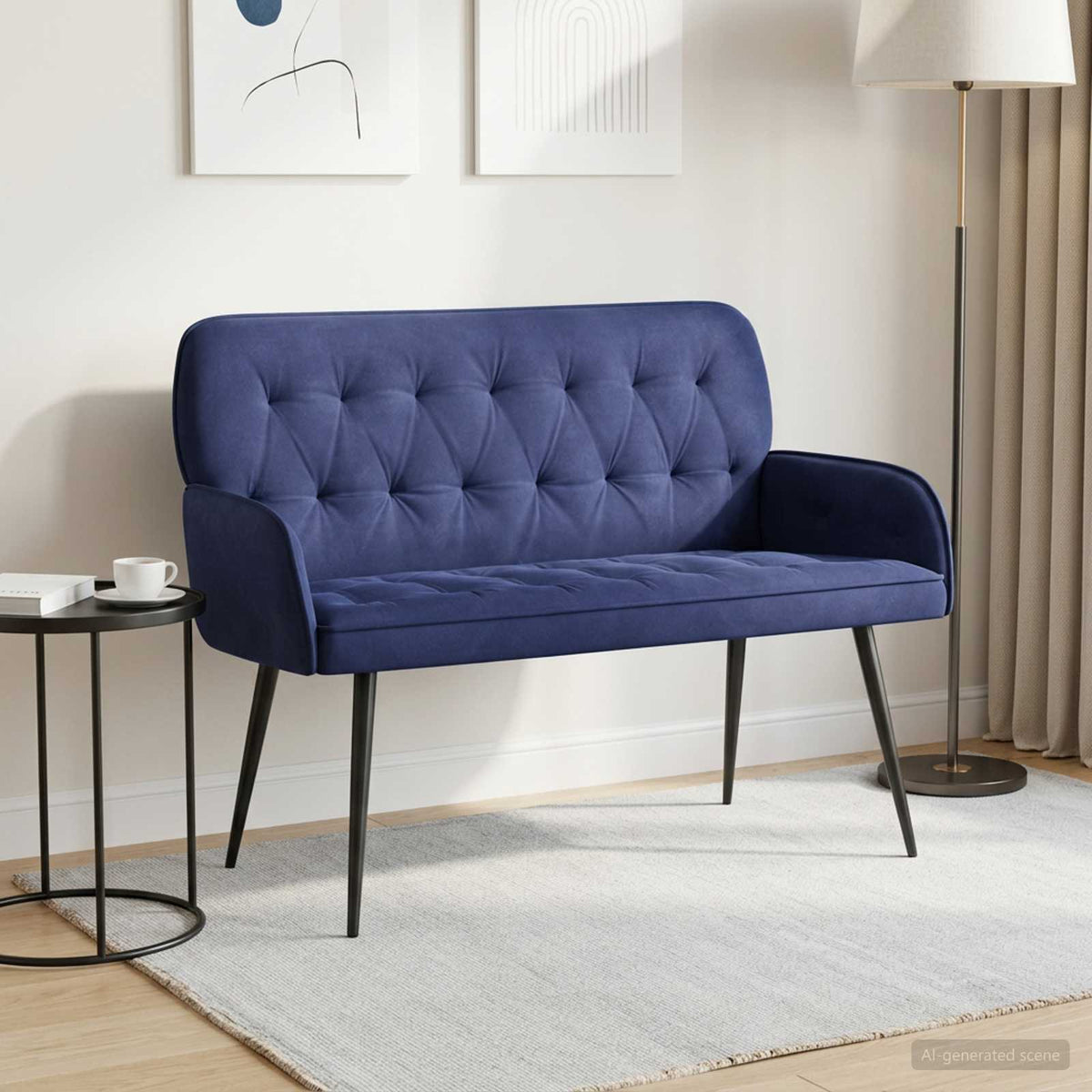 vidaXL 2 Seater Sofa with Metal Legs 2-Seater Police Blue Velvet
