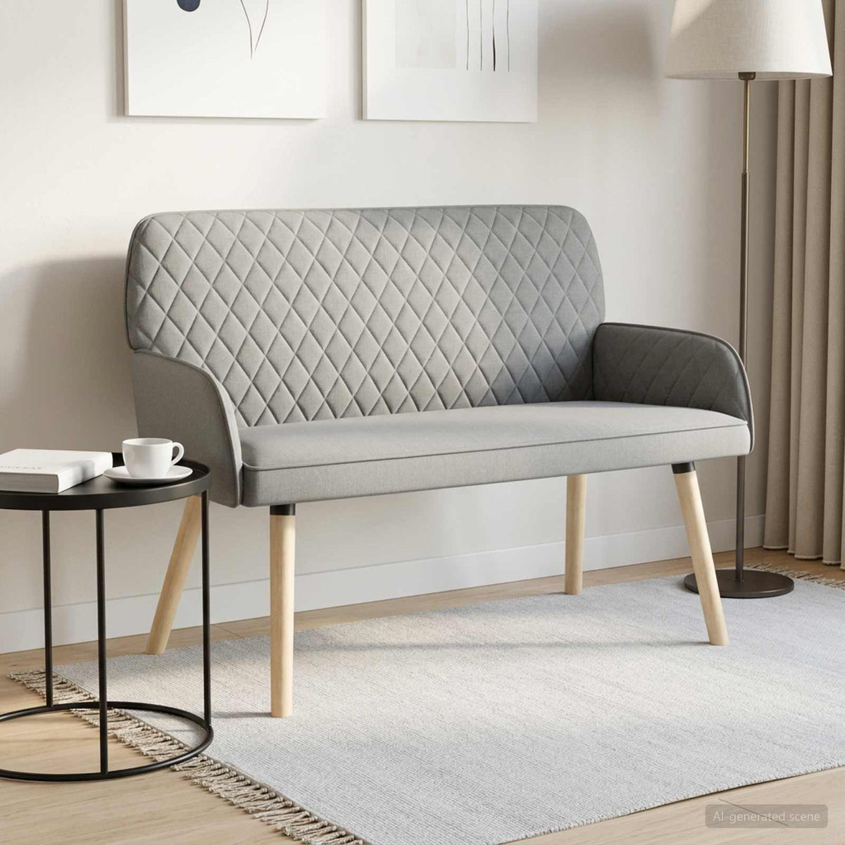 vidaXL 2 Seater Sofa with Solid Wood Legs 2-Seater Light Grey