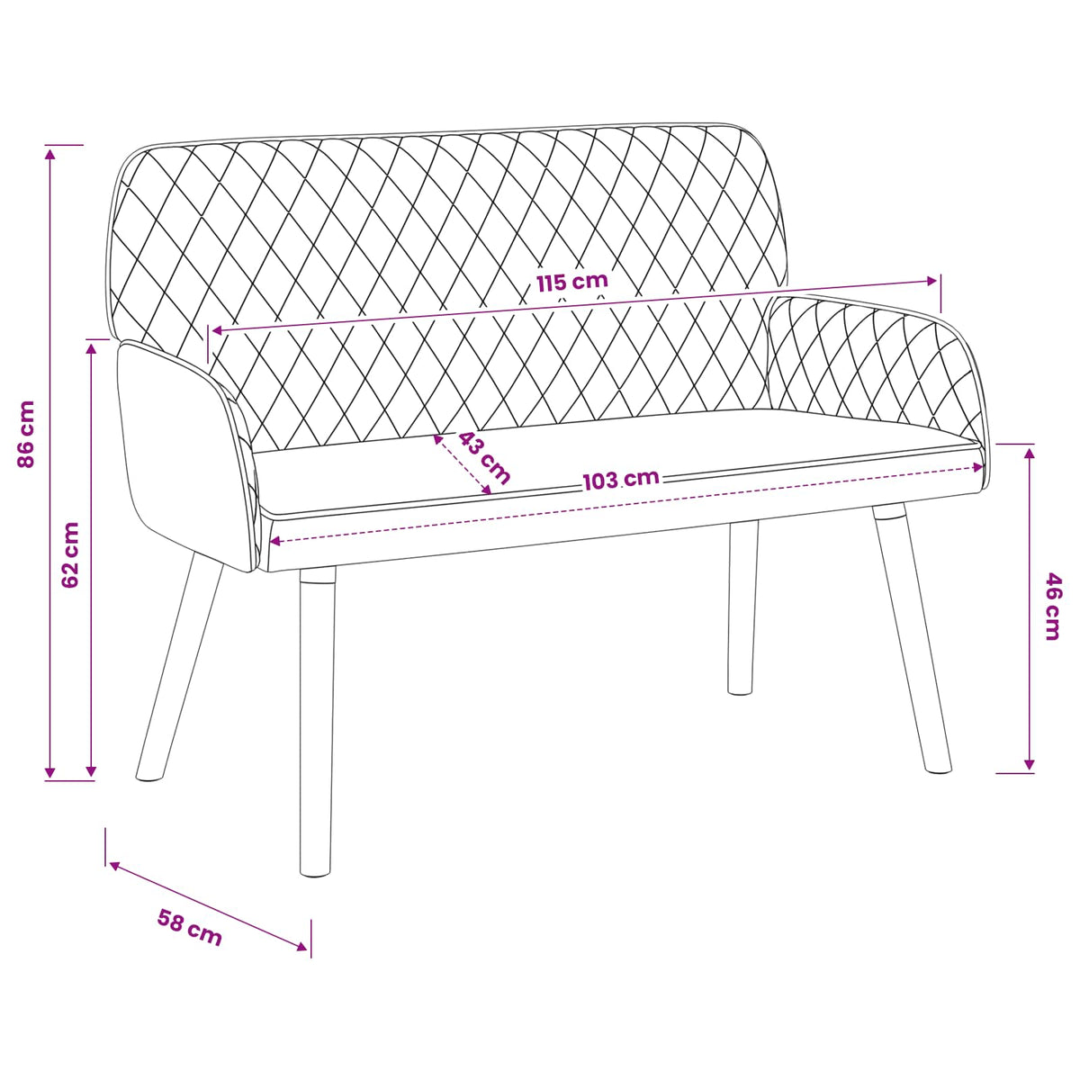 vidaXL 2 Seater Sofa with Solid Wood Legs 2-Seater Dark Grey