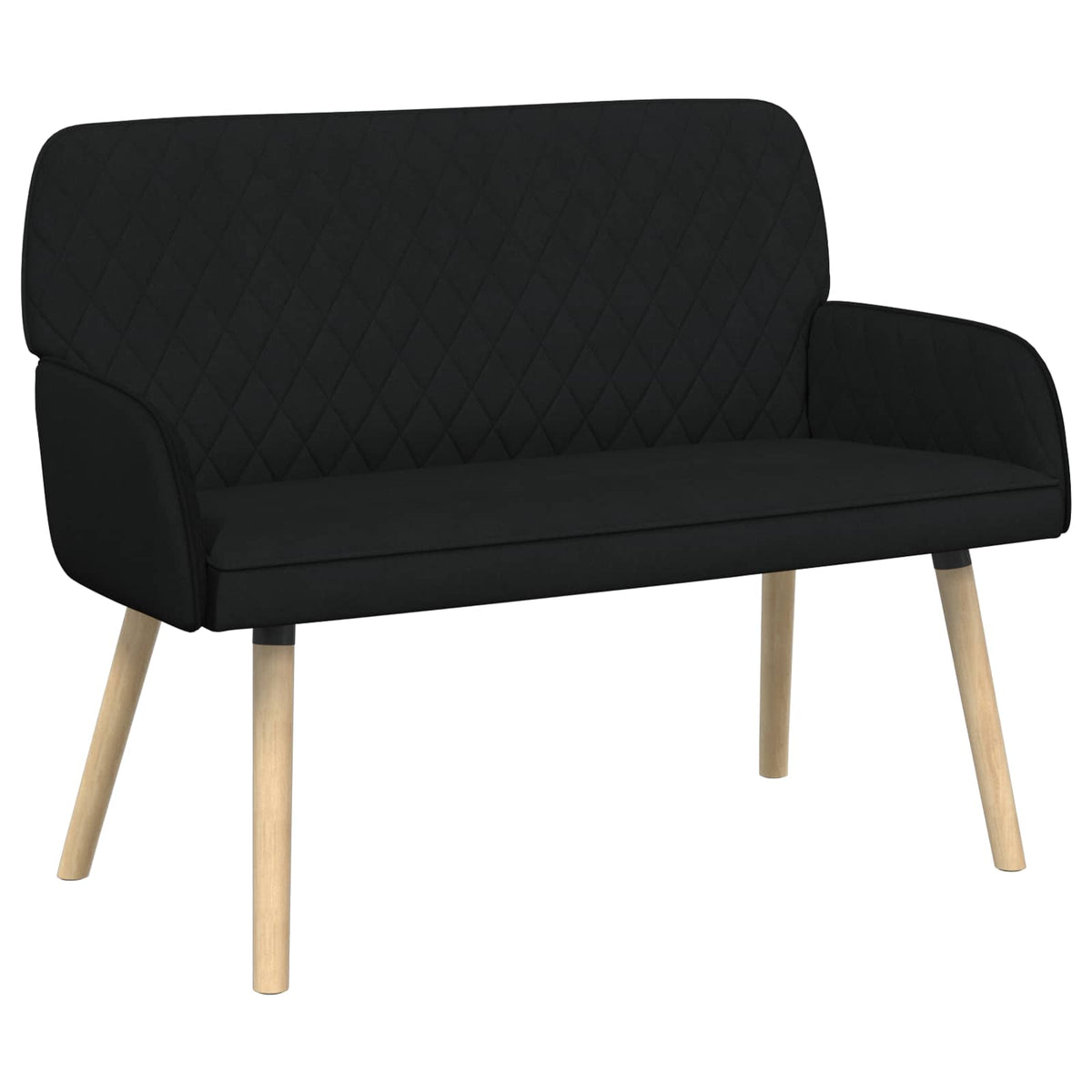 vidaXL 2 Seater Sofa with Solid Wood Legs 2-Seater Black Linen Fabric