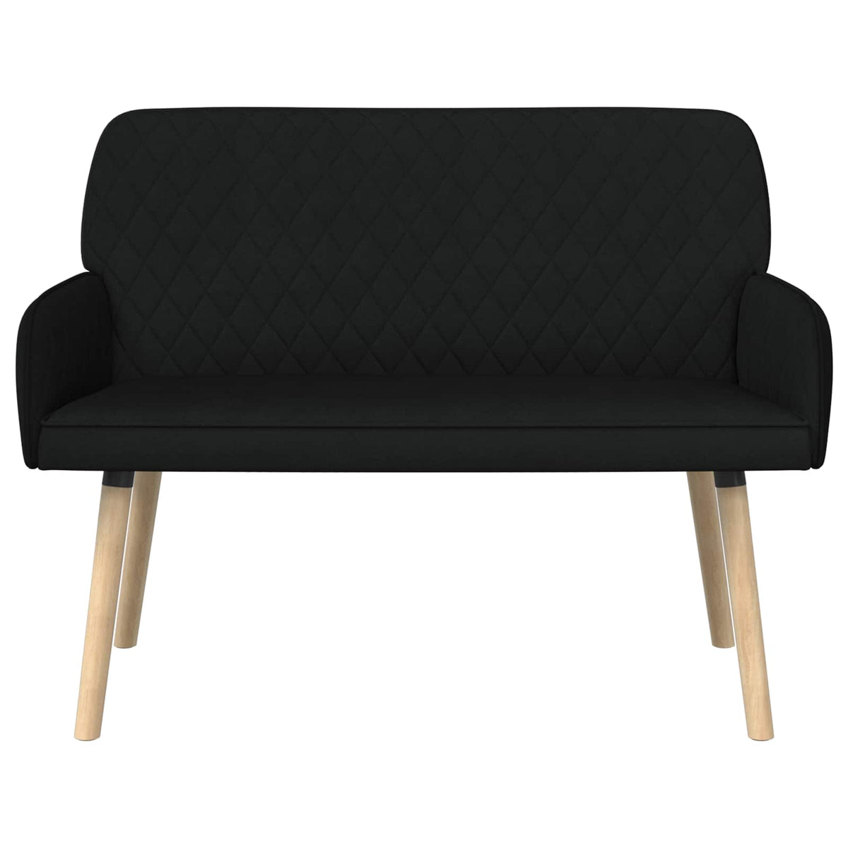 vidaXL 2 Seater Sofa with Solid Wood Legs 2-Seater Black Linen Fabric
