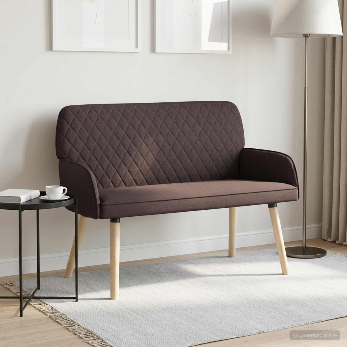 vidaXL 2 Seater Sofa with Solid Wood Legs 2-Seater Dark Brown