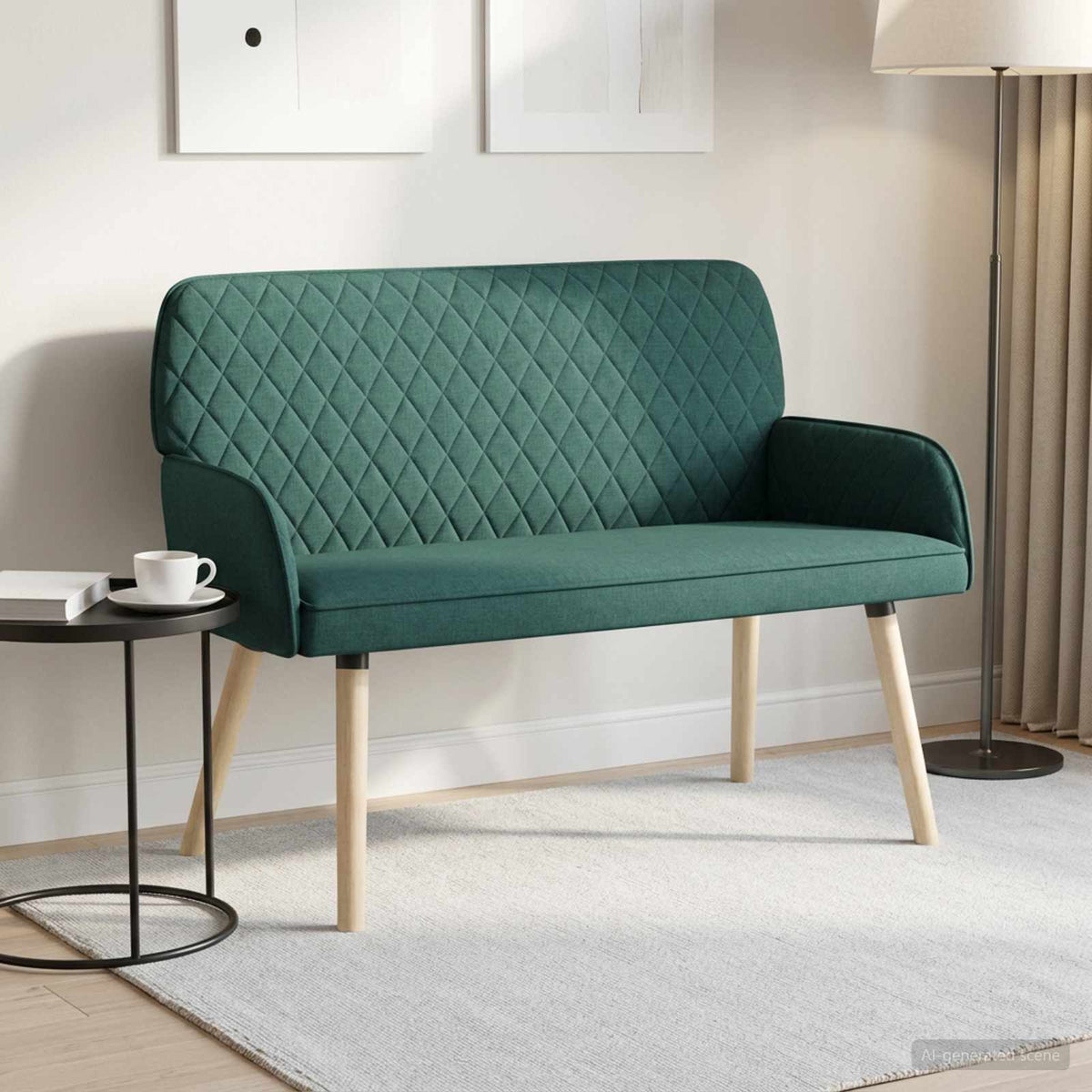 vidaXL 2 Seater Sofa with Solid Wood Legs 2-Seater Dark Green