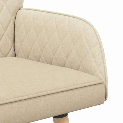 vidaXL 2 Seater Sofa with Solid Wood Legs 2-Seater Cream Linen Fabric