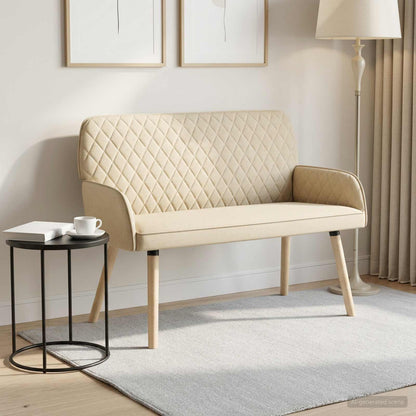 vidaXL 2 Seater Sofa with Solid Wood Legs 2-Seater Cream Linen Fabric