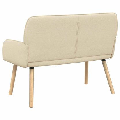 vidaXL 2 Seater Sofa with Solid Wood Legs 2-Seater Cream Linen Fabric