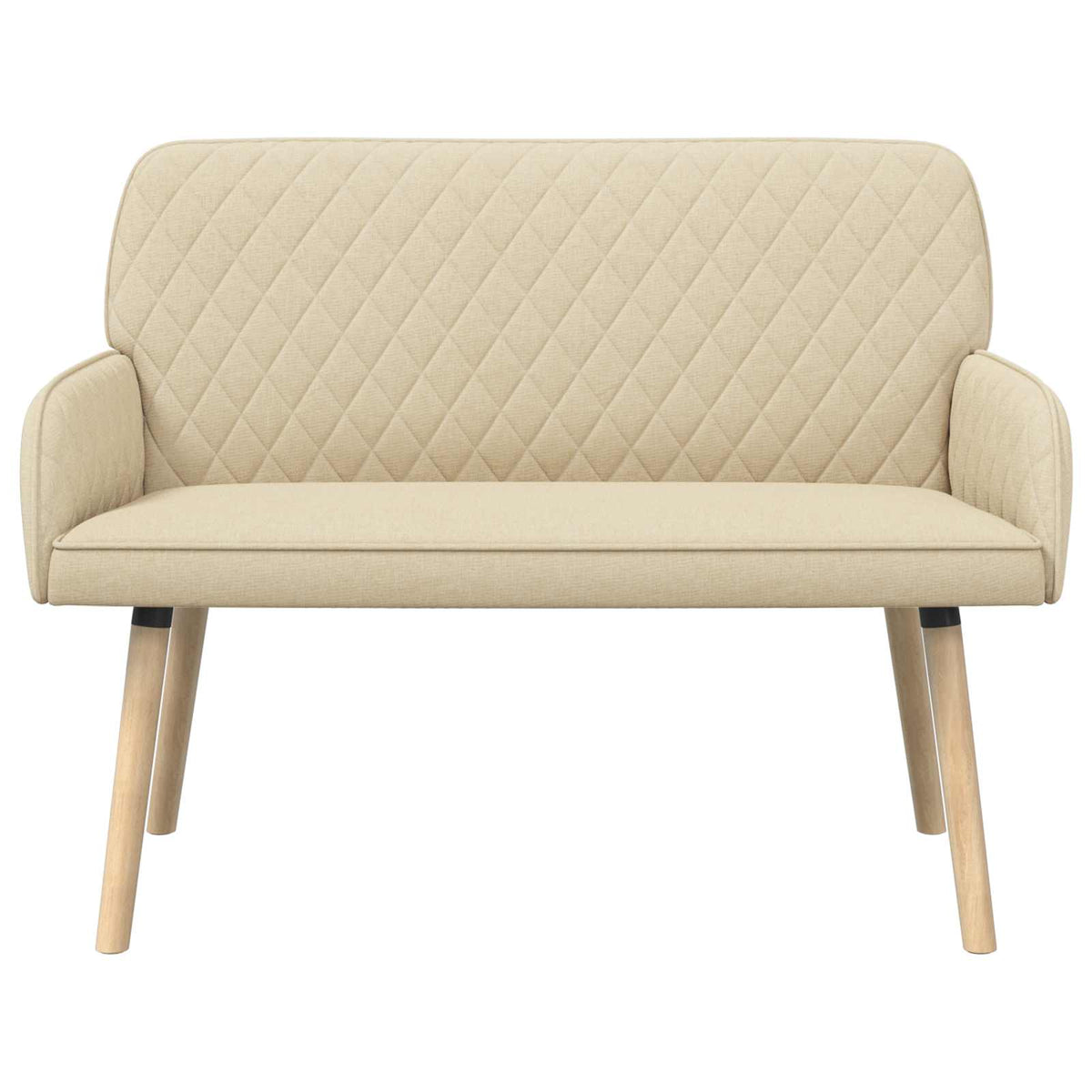 vidaXL 2 Seater Sofa with Solid Wood Legs 2-Seater Cream Linen Fabric