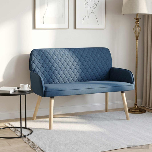 vidaXL 2 Seater Sofa with Solid Wood Legs 2-Seater Blue Linen Fabric