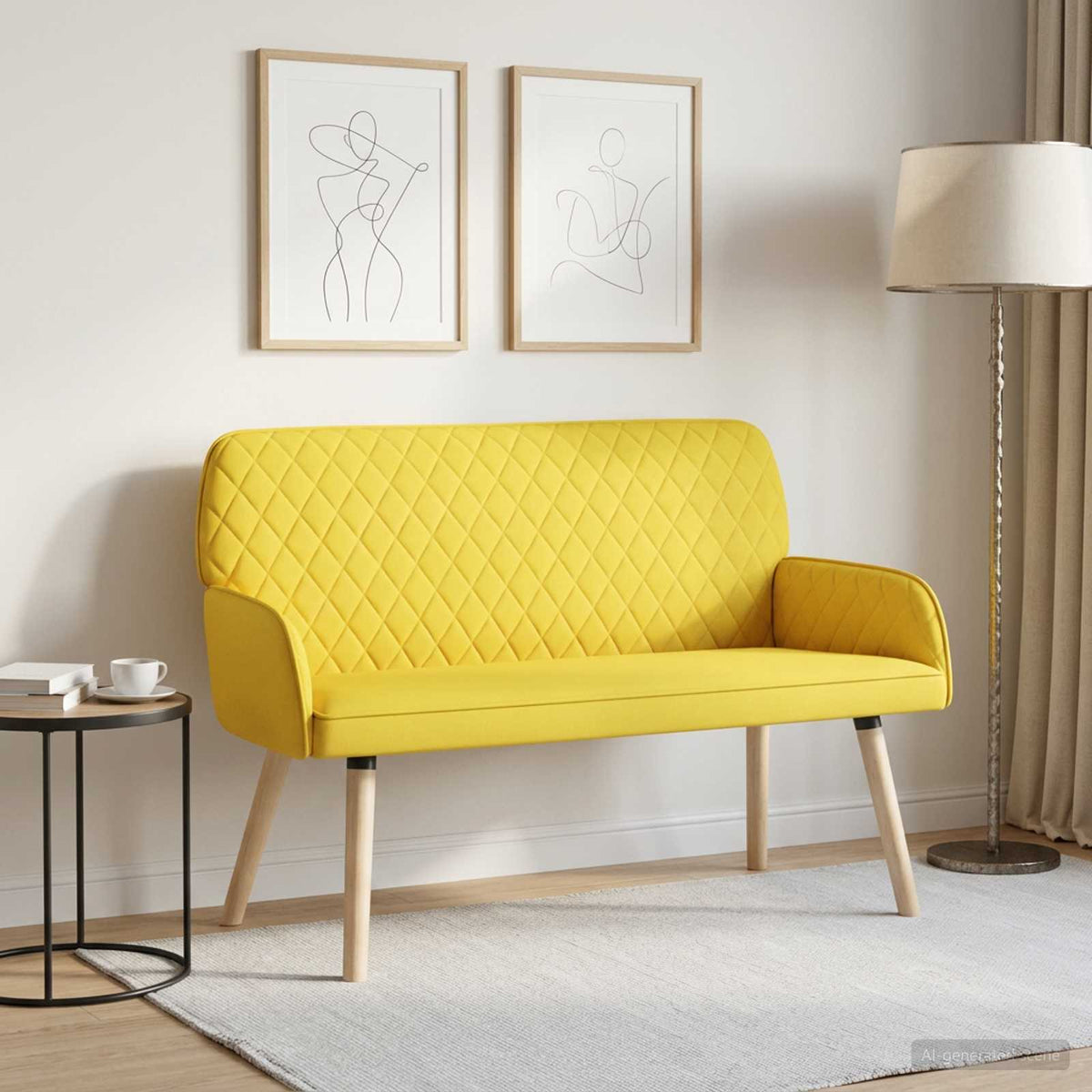 vidaXL 2 Seater Sofa with Solid Wood Legs 2-Seater Light Yellow
