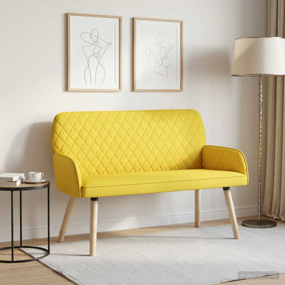 vidaXL 2 Seater Sofa with Solid Wood Legs 2-Seater Light Yellow