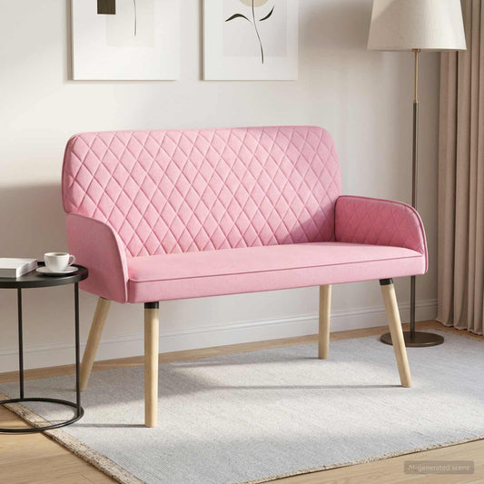 vidaXL 2 Seater Sofa with Solid Wood Legs 2-Seater Pink Linen Fabric