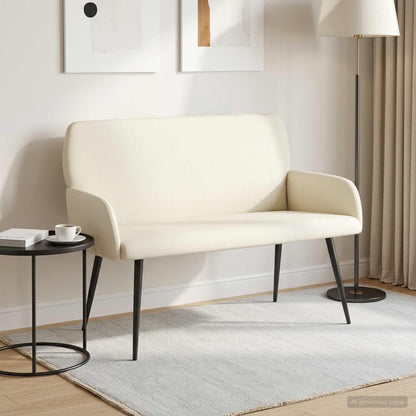 vidaXL 2 Seater Sofa with Metal Legs 2-Seater Cream Corduroy Fabric
