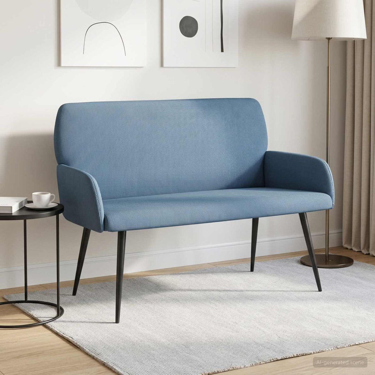 vidaXL 2 Seater Sofa with Metal Legs 2-Seater Blue Corduroy Fabric