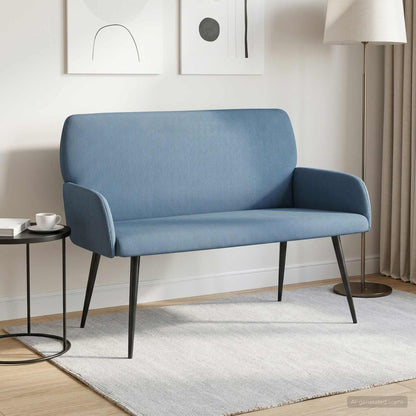 vidaXL 2 Seater Sofa with Metal Legs 2-Seater Blue Corduroy Fabric