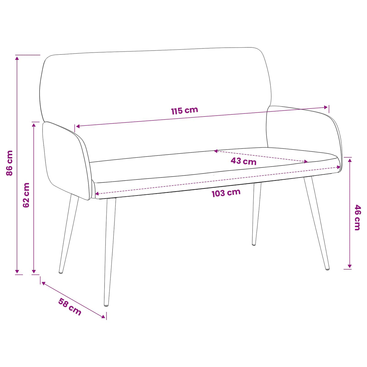 vidaXL 2 Seater Sofa with Metal Legs 2-Seater Grey Green