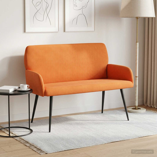 vidaXL 2 Seater Sofa with Metal Legs 2-Seater Orange Corduroy Fabric