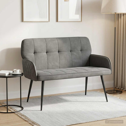 vidaXL 2 Seater Sofa with Metal Legs 2-Seater Dark Grey Velvet