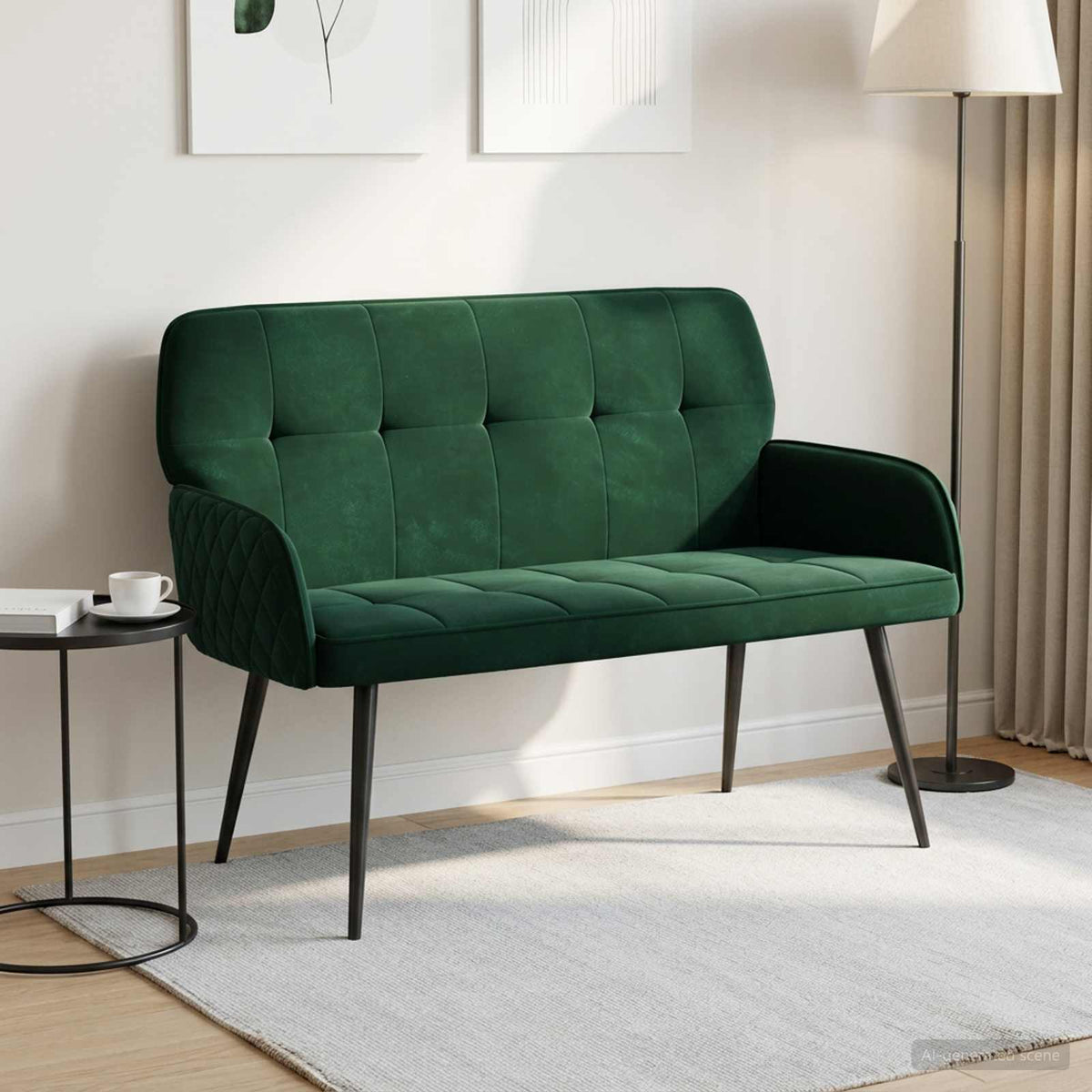 vidaXL 2 Seater Sofa with Metal Legs 2-Seater Dark Green Velvet