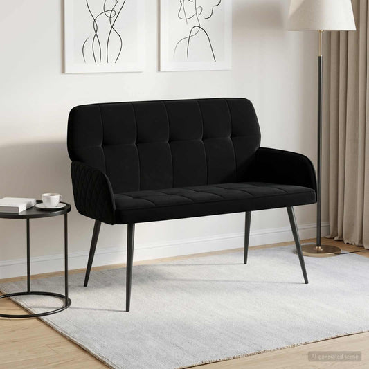 vidaXL 2 Seater Sofa with Metal Legs 2-Seater Black Velvet