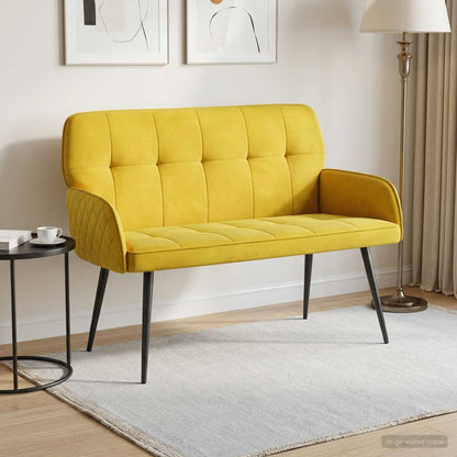 vidaXL 2 Seater Sofa with Metal Legs 2-Seater Yellow Velvet