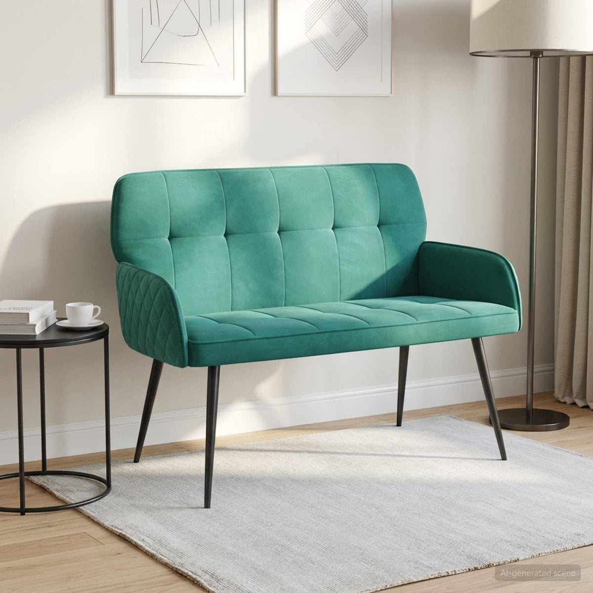 vidaXL 2 Seater Sofa with Metal Legs 2-Seater Turquoise Velvet