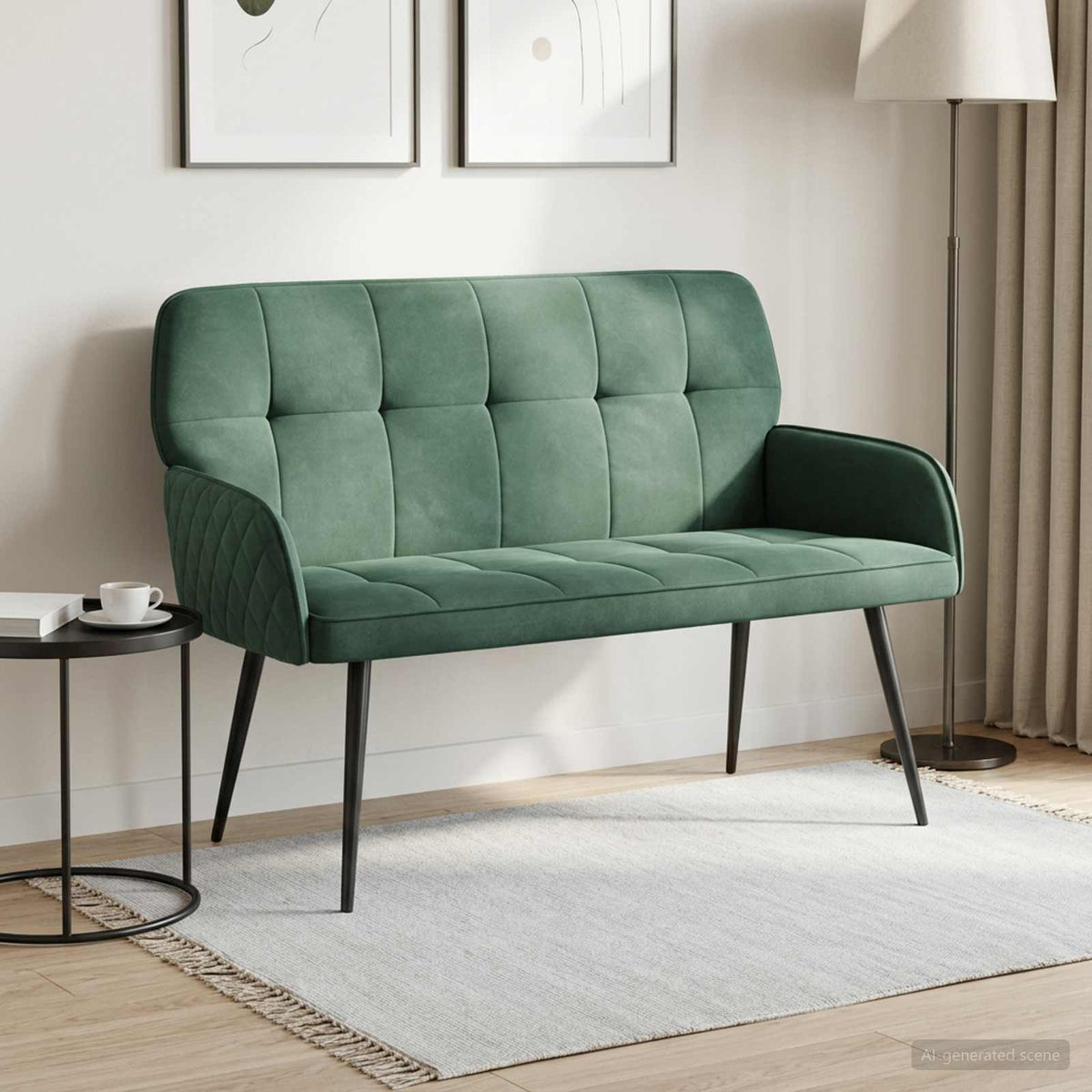 vidaXL 2 Seater Sofa with Metal Legs 2-Seater Sea Green Velvet