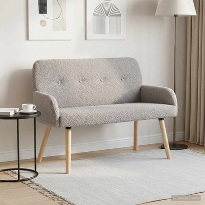 vidaXL 2 Seater Sofa with Solid Wood Legs Light Grey Bouclé