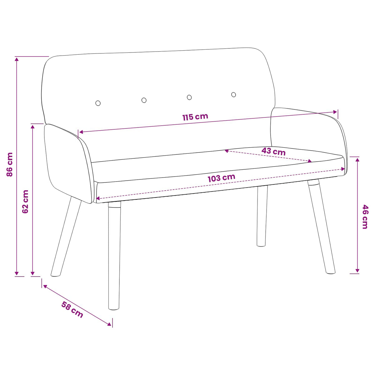 vidaXL 2 Seater Sofa with Solid Wood Legs Light Grey Bouclé