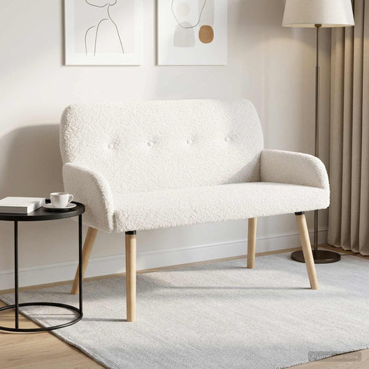 vidaXL 2 Seater Sofa with Solid Wood Legs Cream Bouclé